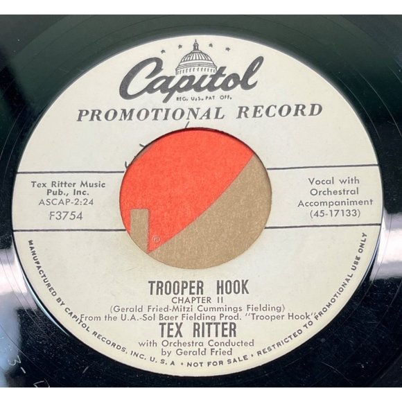 Tex Ritter Trooper Hook 45 Country Promo Capitol F3754 VG+ - Picture 1 of 4